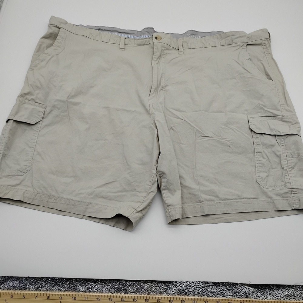 Chaps Coastland Wash Mens Khaki Tan Cargo Shorts Stretch 52x10 Big and Tall